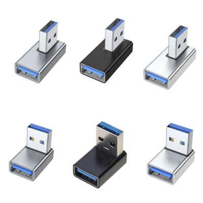 Adaptador de extensão de ângulo reto de 90 graus USB 3.0 macho para fêmea Conector USB para cima Sincronização de dados para laptop PC Ventilador USB