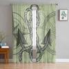 Nautical Octopus Retro Tulle Curtains For Living Room Sheer Curtain For Bedroom Kitchen Blinds Voile Curtains
