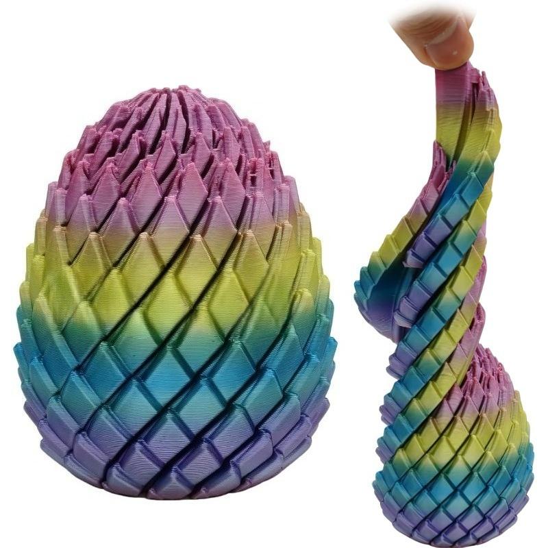 Twisty Fidget Egg, 3D Printed Slippery Egg Fidget, Easter Dragon Eggs, Easter Basket Stuffers Essentials,Stress Relief Desk Fidget Toy for Adults