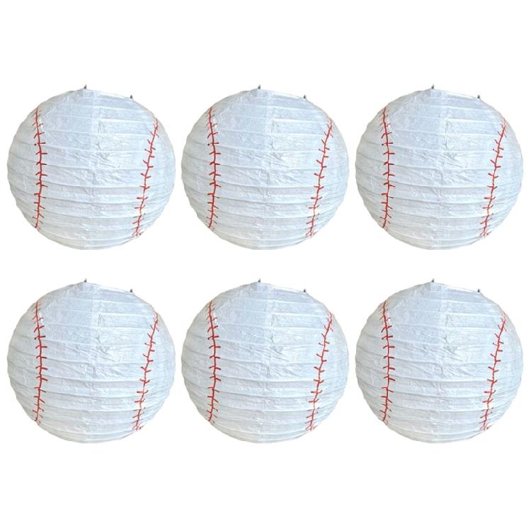 

6Pieces Soccer Baseball Basketball Volleyball Paper Lanterns Hanging Decoration for Football Themed Birthday Party 8 inches