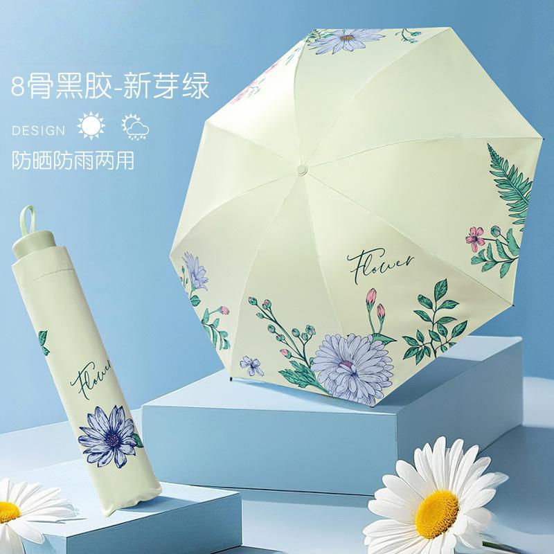 Sunscreen and UV resistant umbrella, suitable for both sunny and rainy weather, compact and portable folding sunshade for girls