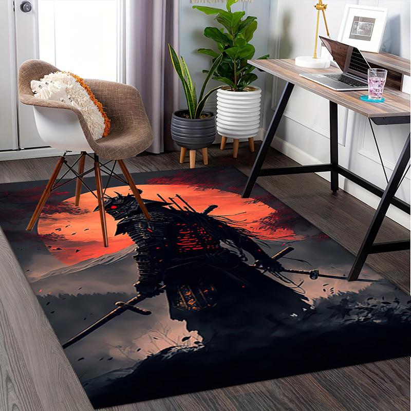 Office Carpet-Samurai Warrior Design with Red Eyes-Perfect for Sofa Protection Under Chairsa016