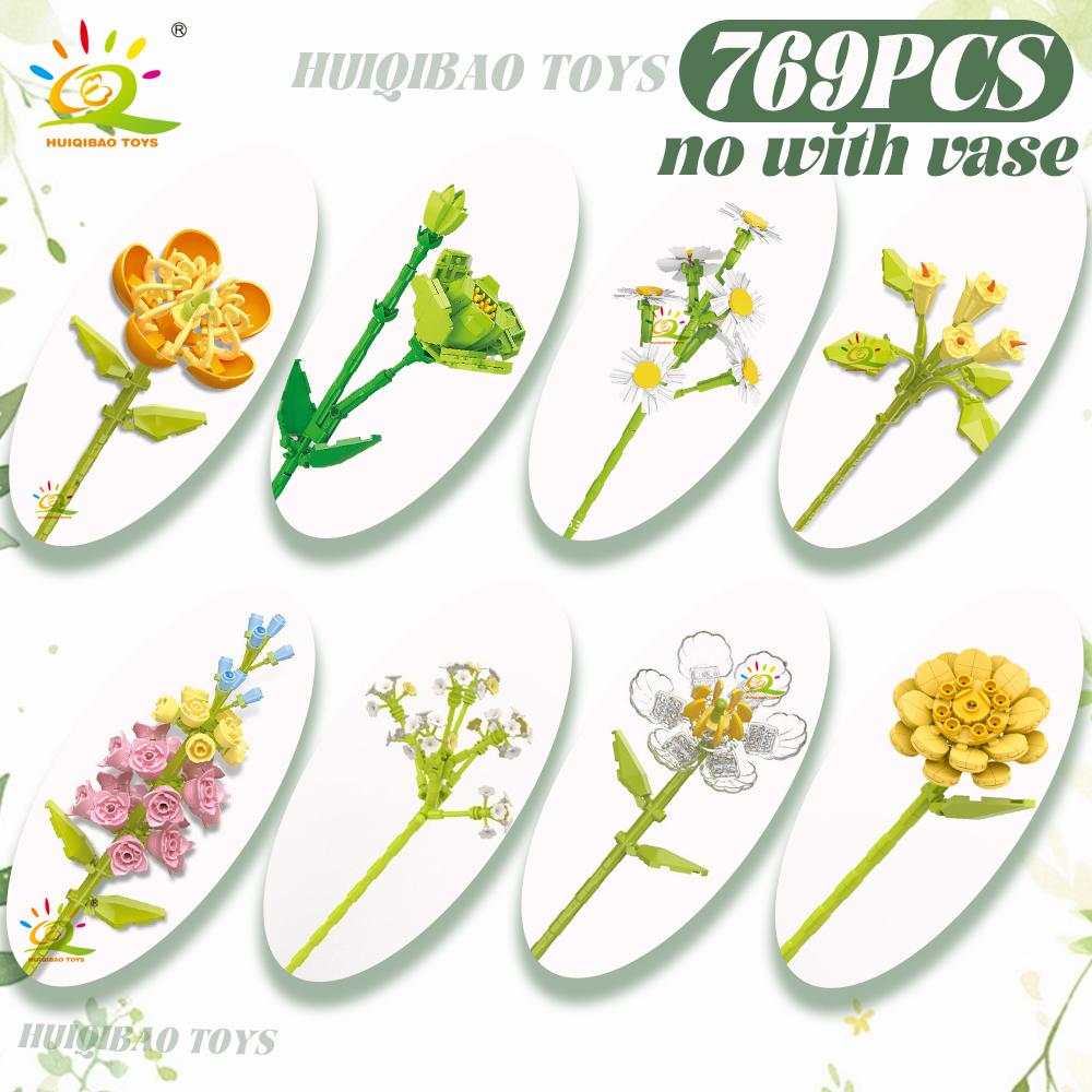 Non-Toxic Moc Bridal Bouquet Building Blocks Set Artificial Flowers For Home Decor New Year Festival Gift Bricks Kits Toys Adult