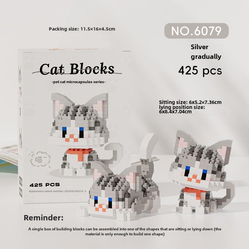"Mini Particle Assembly Block Toys: Educational Cat Puzzle Ornaments for Kids, Compatible with LEGO"