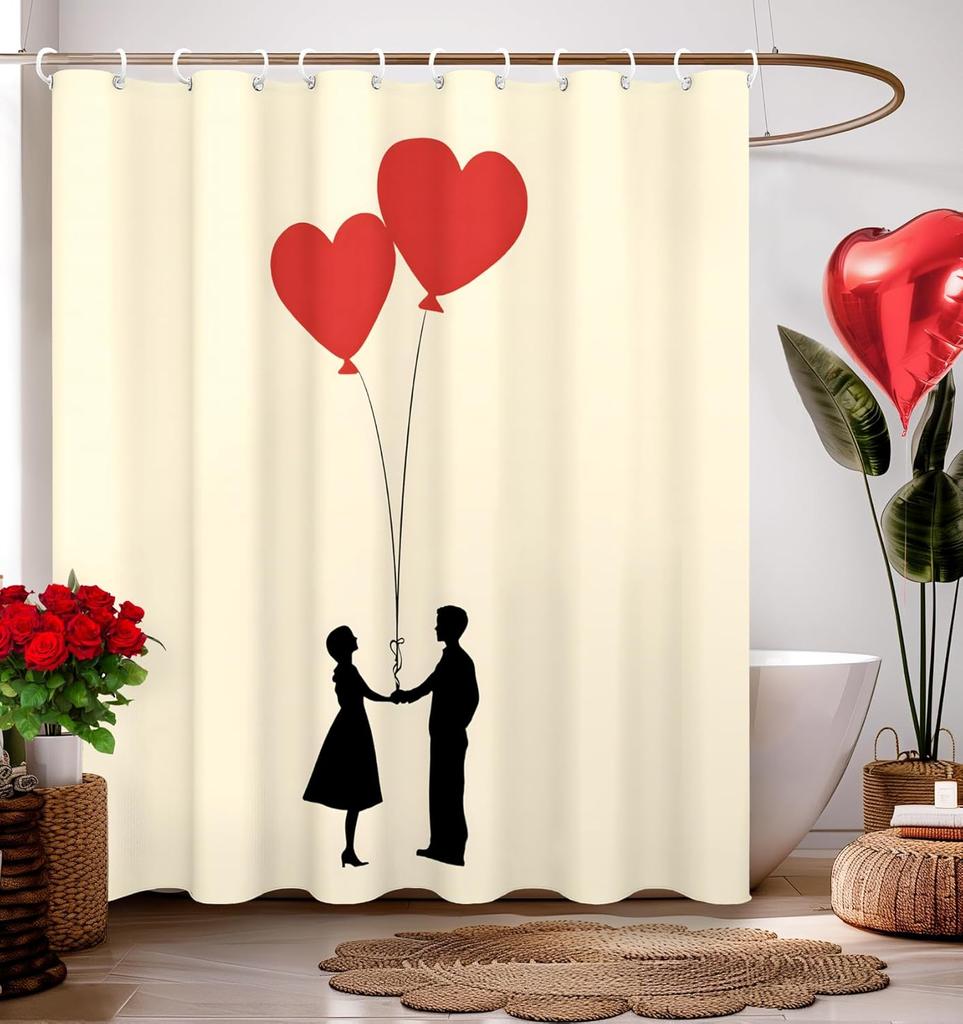 Shower Curtain for Bathroom Decor Curtains Love Heart Bathtub Cortinas de Baño Cute Decorative Unique Design Pretty Women