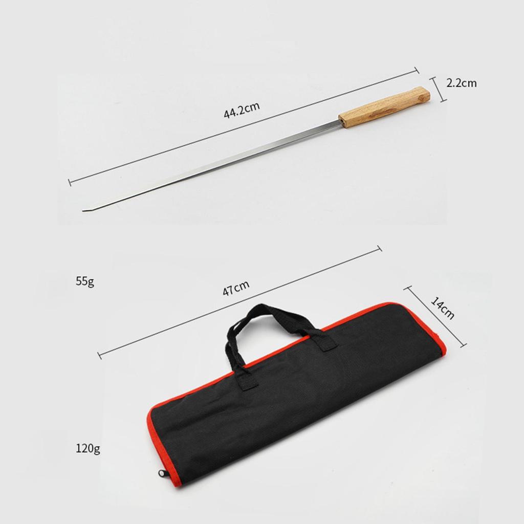 8Pcs Barbecue Skewers with Wooden Handle Stainless Steel Flat Long Shish Kebab Skewers for Chicken BBQ Meats Vegetables Seafood