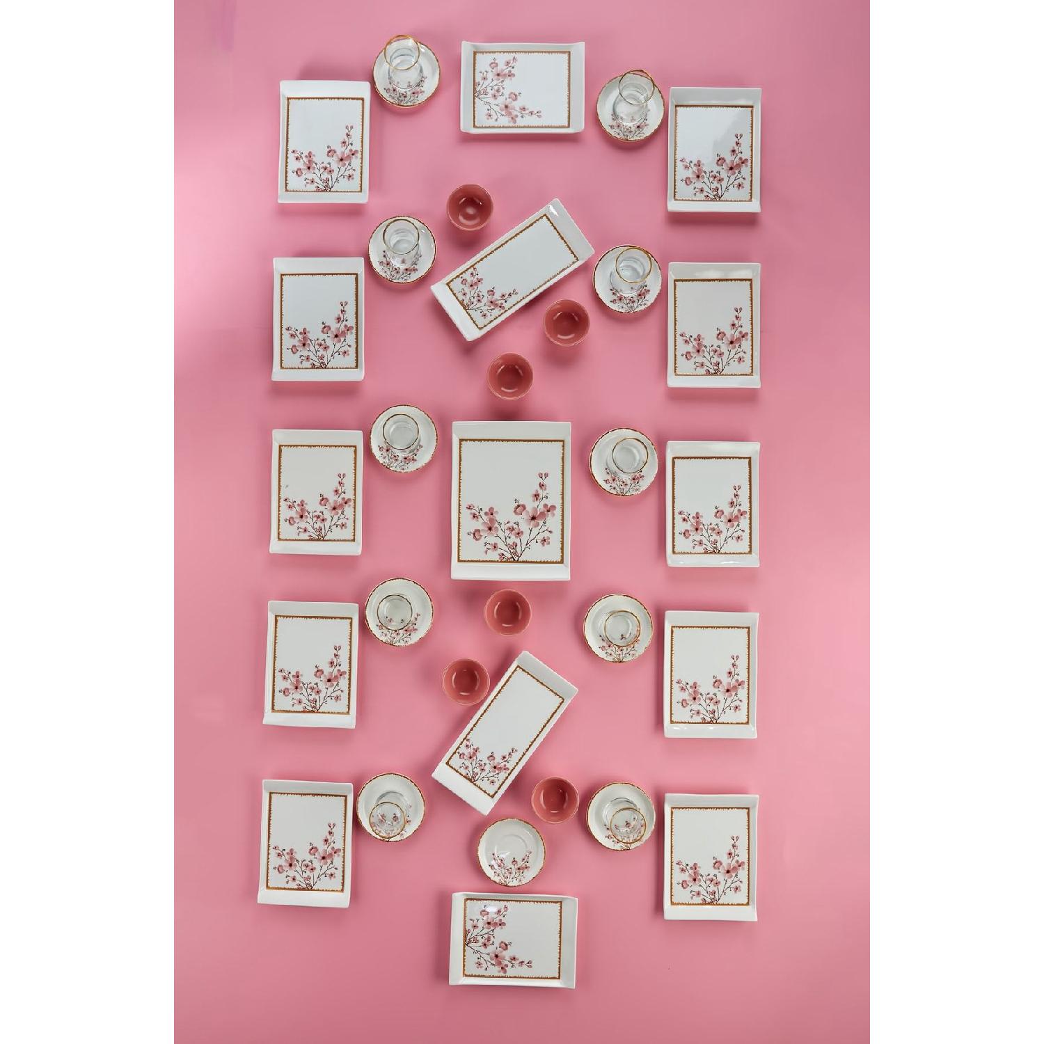

Набор для завтрака с цветочным узором сакуры, 33 предмета, на 12 человек белый