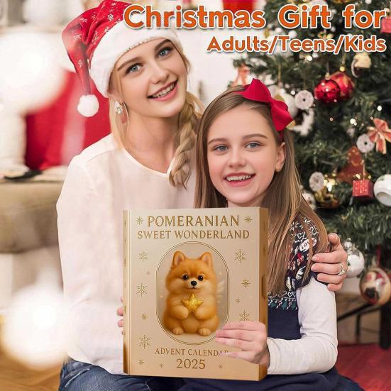 Yousheng Pomeranian Sweet Wonderland Advent Calendar 2025 24 Days Christmas Countdown Calendar Holiday Dog Decor