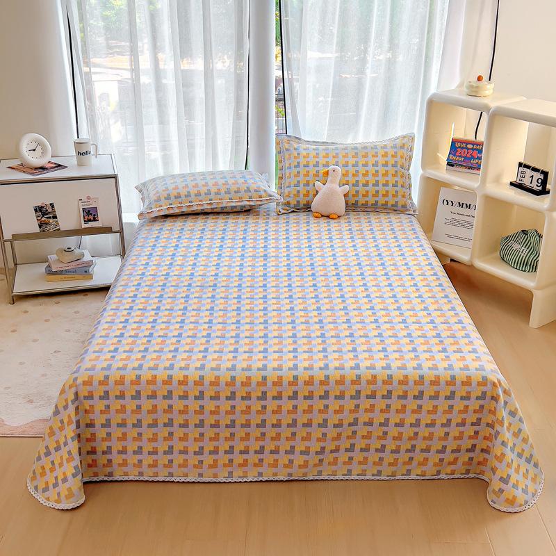 Nantong Wholesale Skin-friendly Cotton Sheets Single Piece Solid Color Washed Cotton Quilt Single Item Single Student Dormitory Polished Kang Single
