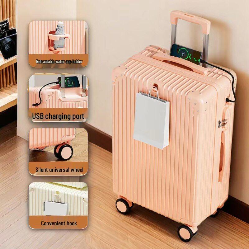 Front Hook Trolley Luggage Case for Students, Large Capacity Travel Case, Secure Men's Password Suitcase
