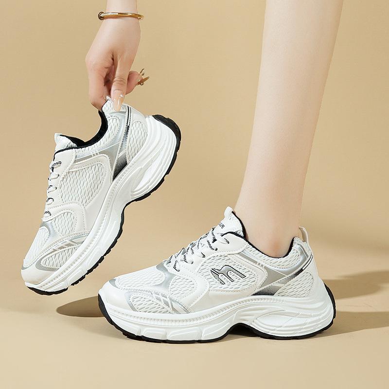 Retro dad shoes women's 2025 autumn new thick-soled mesh breathable casual shoes show small feet and increase height sports shoes
