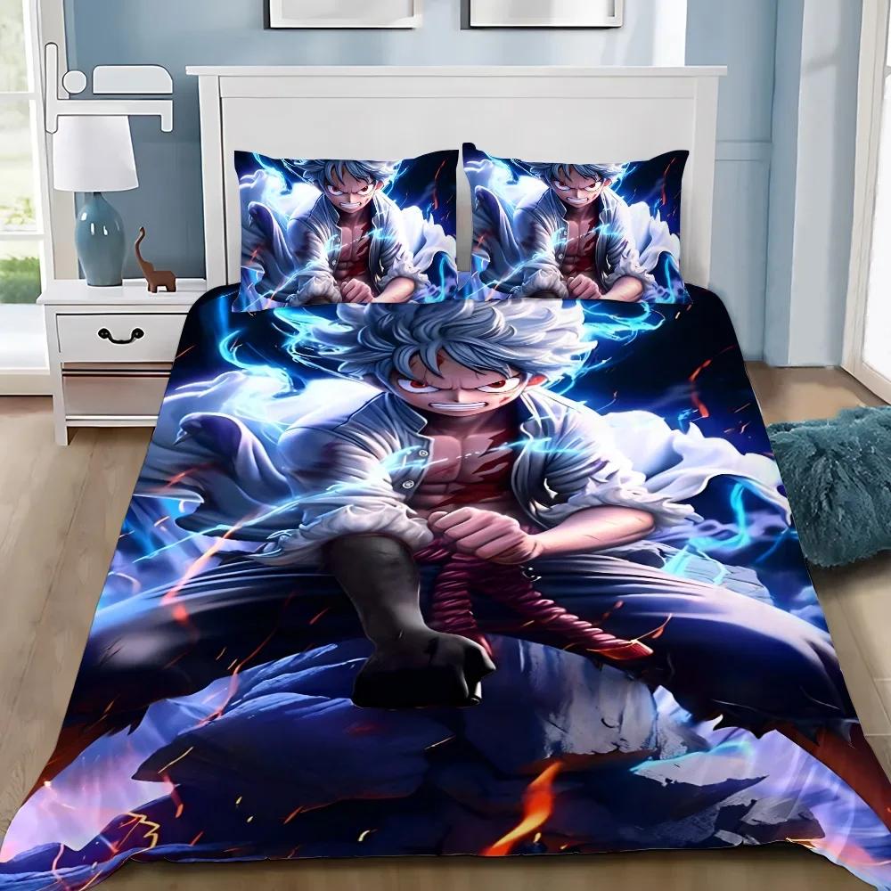 Anime Duvet Cover Pillowcase O-Ones Pieces Bedding Set Luffys Adult Boy Girl Bedroom Decoration Children Gift Single Double Size