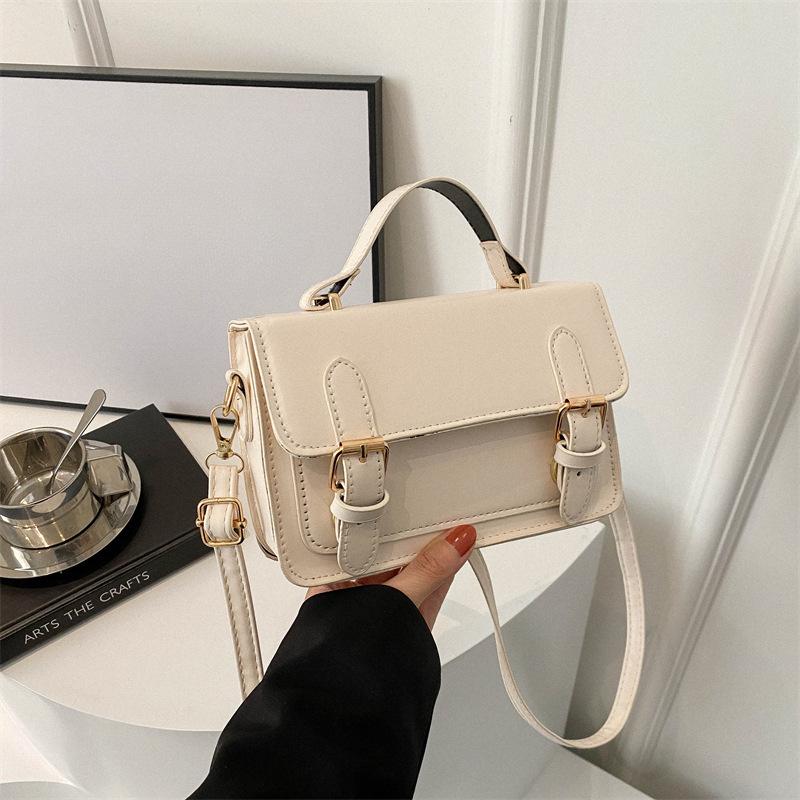 Europeisk och amerikansk stil Retro Postman Fashionabel Casual Textur Urban Pendling En axel Hand Crossbody Liten Fyrkantig Väska för Kvinnor