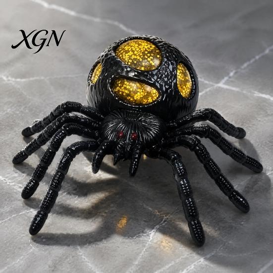Halloween Party Dekoration 1/4 Stück Glitzer Spinne Quetschspielzeug, Stressabbau Realistisches Gruseliges Gadget Fake Scherzartikel Tragbarer Linderer