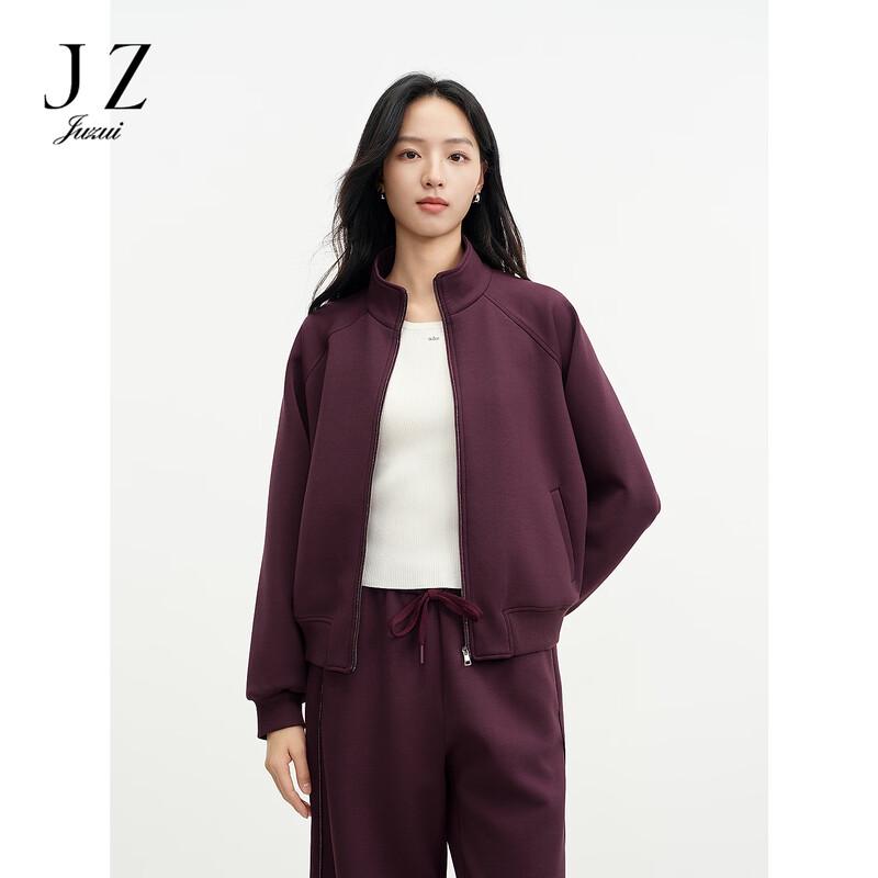 JUZUI Women s Relaxed Fit Stand Collar Zipper Sweatshirt M