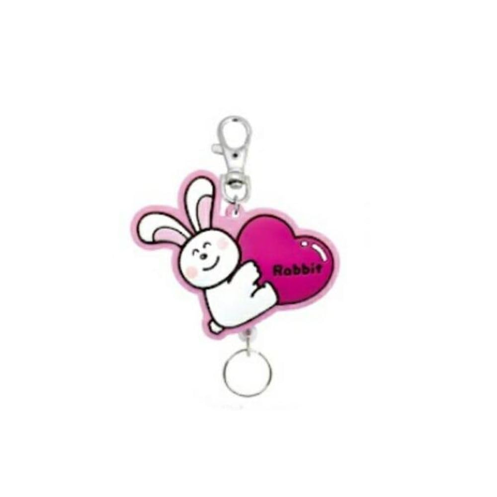 SK Japan Tabekko Doubutsu Rabbit Heart Rubber Reel Keychain 16739