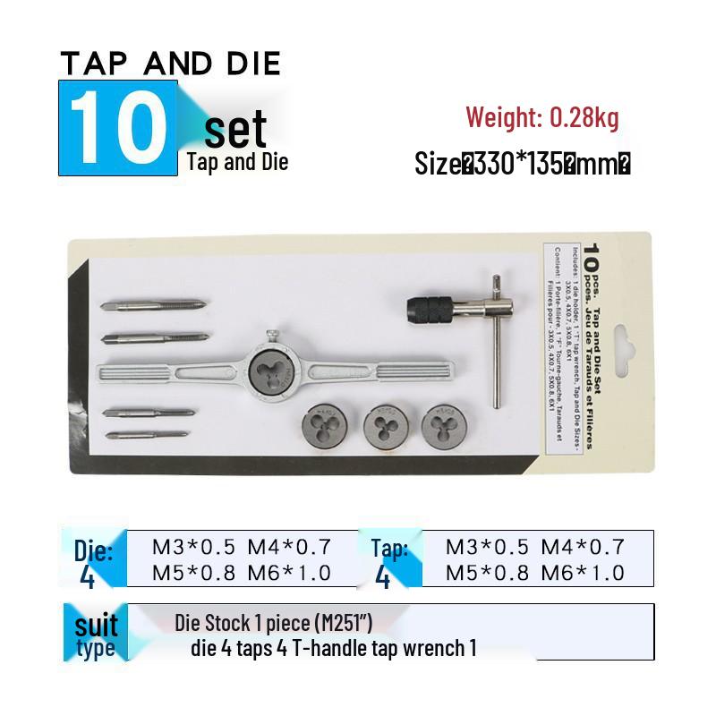 Metric Tap and Die Set with Hand Wrench