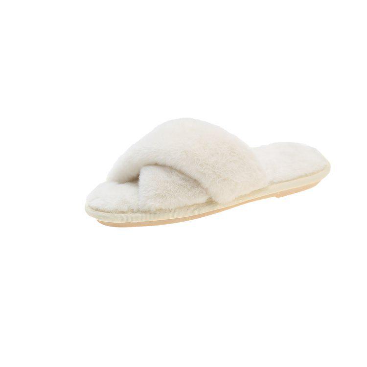 «Женские осенне-зимние плюшевые тапочки с перекрестными меховыми вставками»