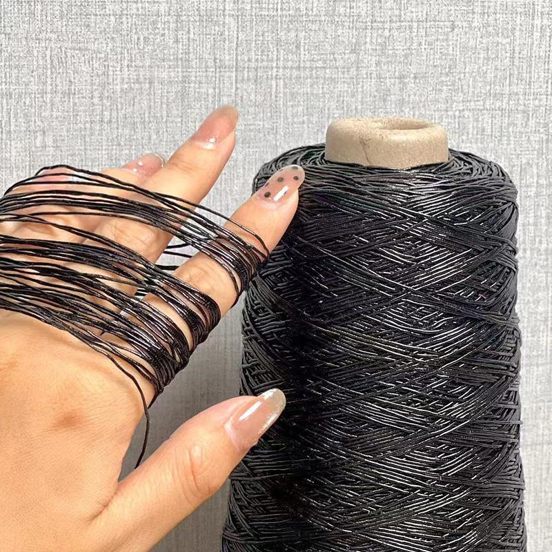 

100 г Пряжа с сердцевиной DIY Плетение сумок ручной работы Вязание крючком DIY Блестящие материалы для рукоделия Швейное рукоделие Многоцветная 5CM*10 чёрный