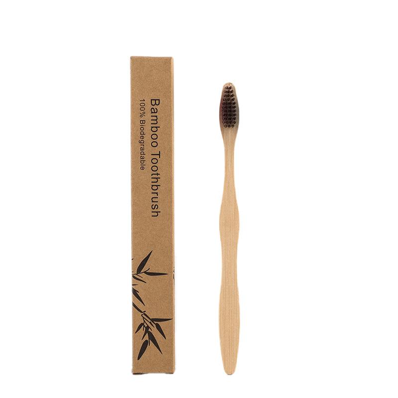 Stock and Custom Natural Kraft Box Biodegradable Bamboo Charcoal Bristle Adult Bamboo Toothbrush