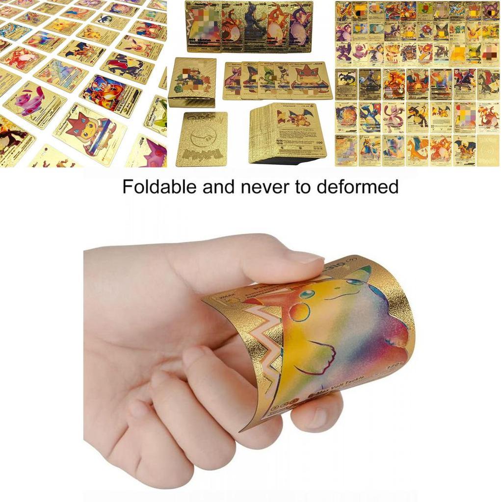 Shiny Gold Foil Pokemon Card Set 55pcs English Unique And Handmade