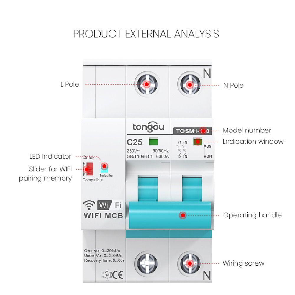 Over Voltage Protection WiFi Intelligent Circuit Breaker Smart Switch  Electrical Circuits