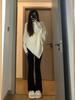 MULVAN Women's Irregular High Neck Batwing Sweater Top