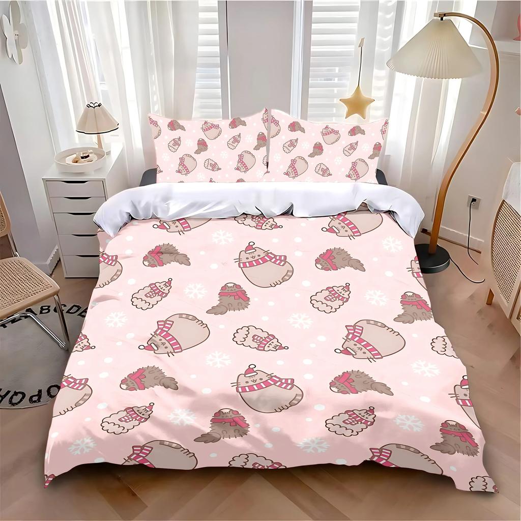 Copripiumino Federa Set Biancheria da Letto Cartone Animato Gatto Adulto Ragazzo Ragazza Decorazione Camera da Letto Bambini Singolo Matrimoniale Grande Taglia