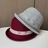 Japan And South Korea High-Grade Woolen Felt Hat Soft Short Brim Crimped Basin Hat Women'S Elegant Dome Bucket Hat