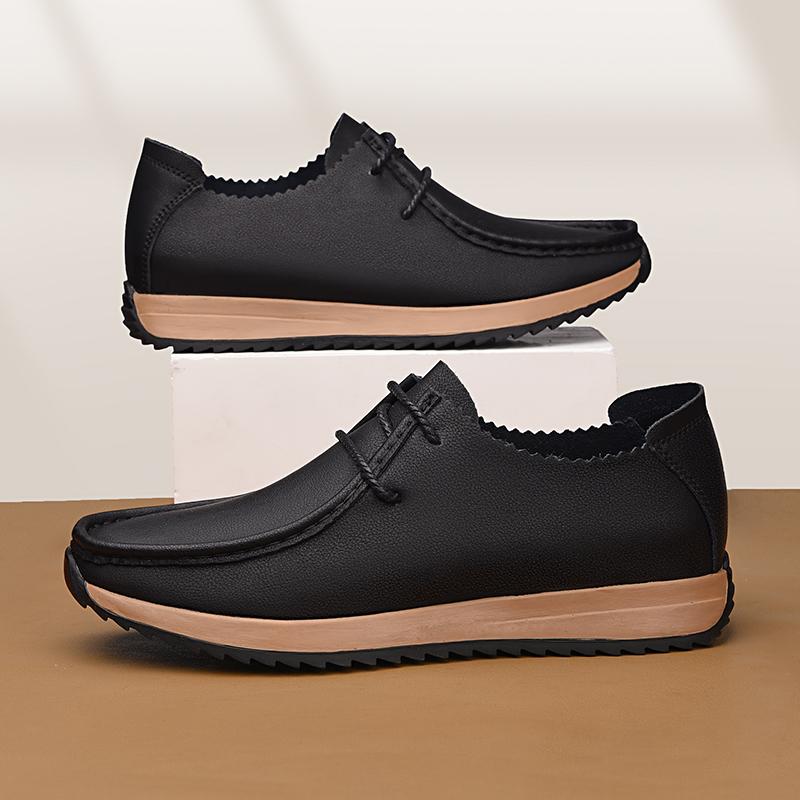 Fashion High Quality Handmade Stitched Leather Shoes Branded Business Office Casual Shoes Thick Soled Comfortable Anti Slip Men's Shoes