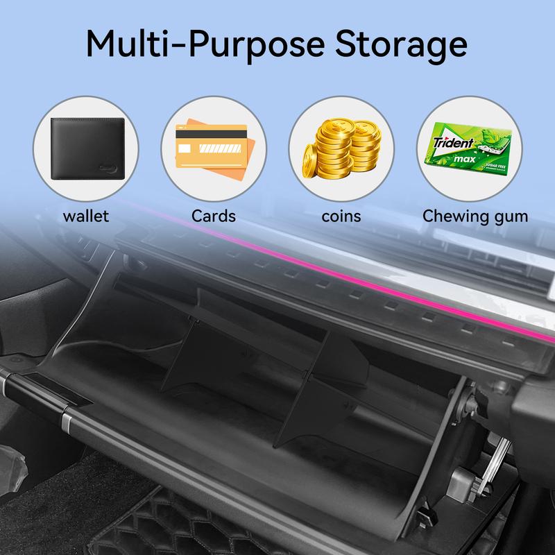 LUCKEASY for Hyundai Santa Fe 2024 2025 Car Glove Box Partition ABS Storage Tray Organizer Glovebox Container Accessories Black