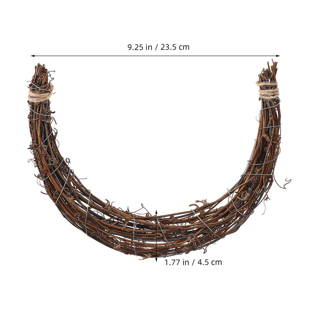 2Pcs Moon Shape Rattan Wreath Rings DIY Frame Vine Branch Garland Materials for Xmas Wreath Making Rustic Crafts