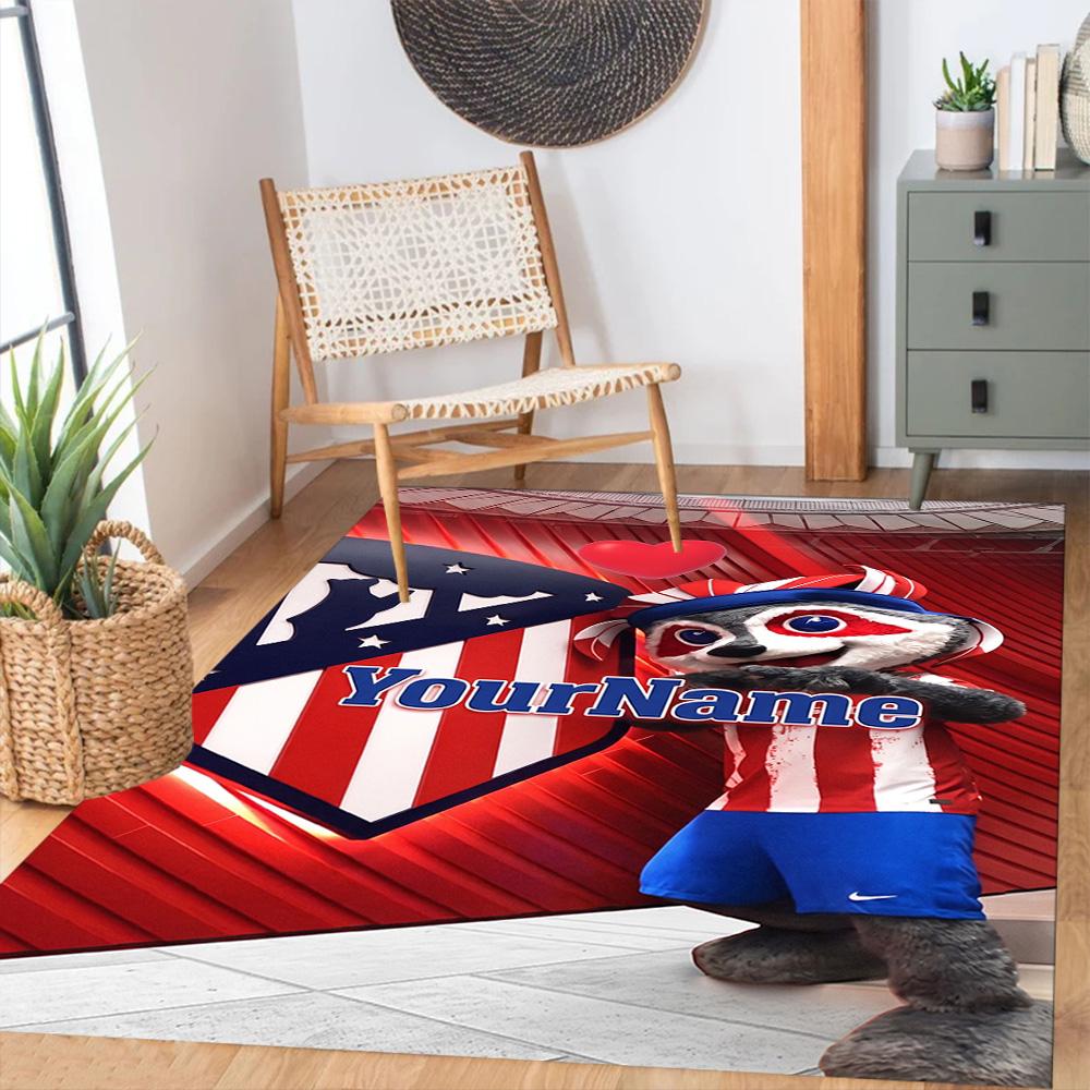 Atletico Madrid Customize Text Floor Mat Perfect for Balcony Dining Room Hallway Bedrooms Anti-slip Rug Decorate Offices Spiritual Gift