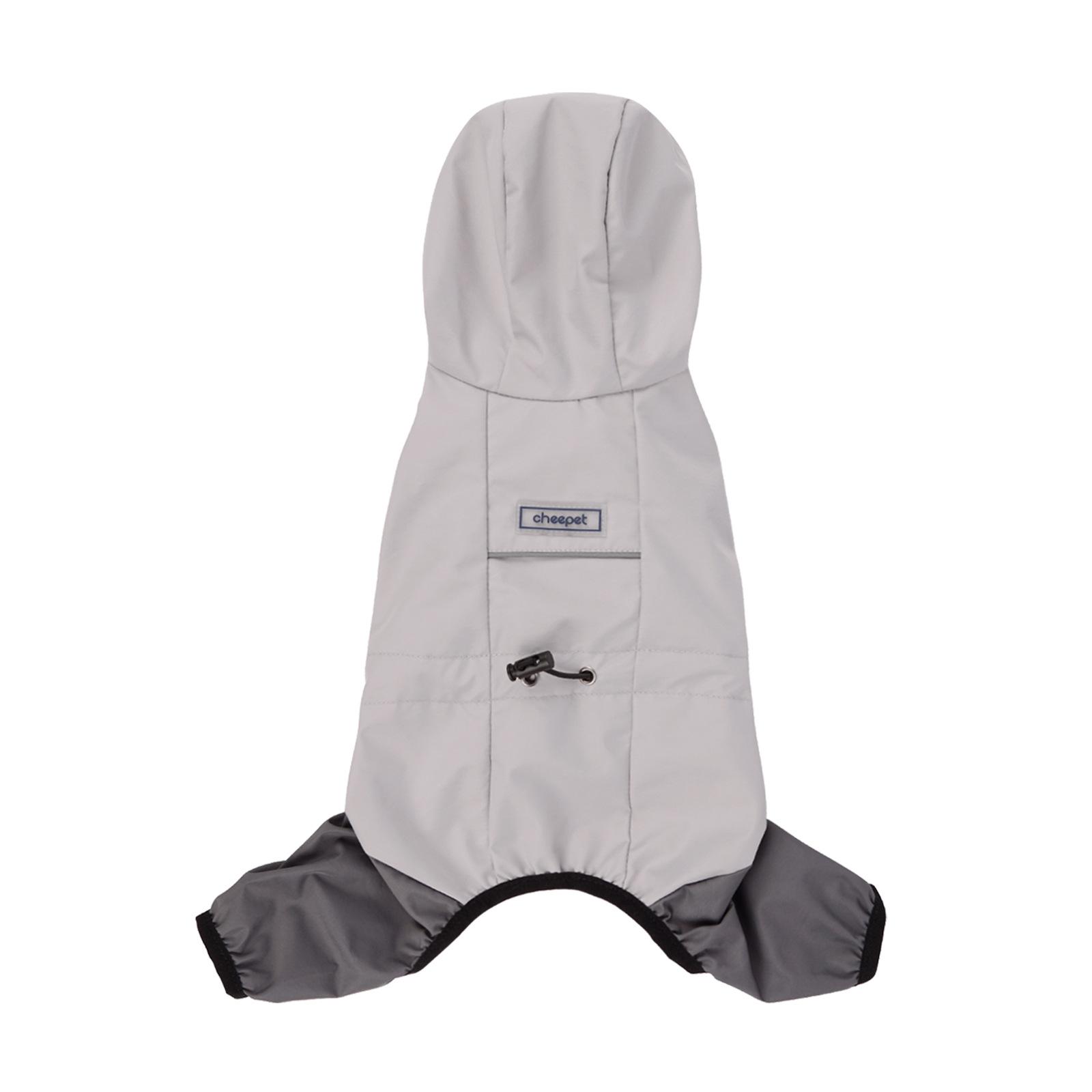 

Pet raincoat four feet contrasting color waterproof reflective clothes medium and small dog rainproof dog clothes hooded raincoat 2XL светло-серый