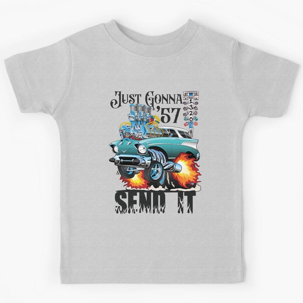 Drag Racing Fifties Race Car Street Machine Gonna Send It Kids T-Shirt 140