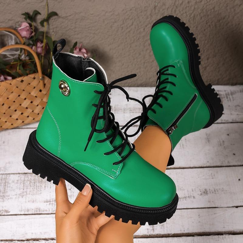 

Fashion Lace-up Patent Leather Trifle Platform Heeled Booties Plus Size Women s Boots 35