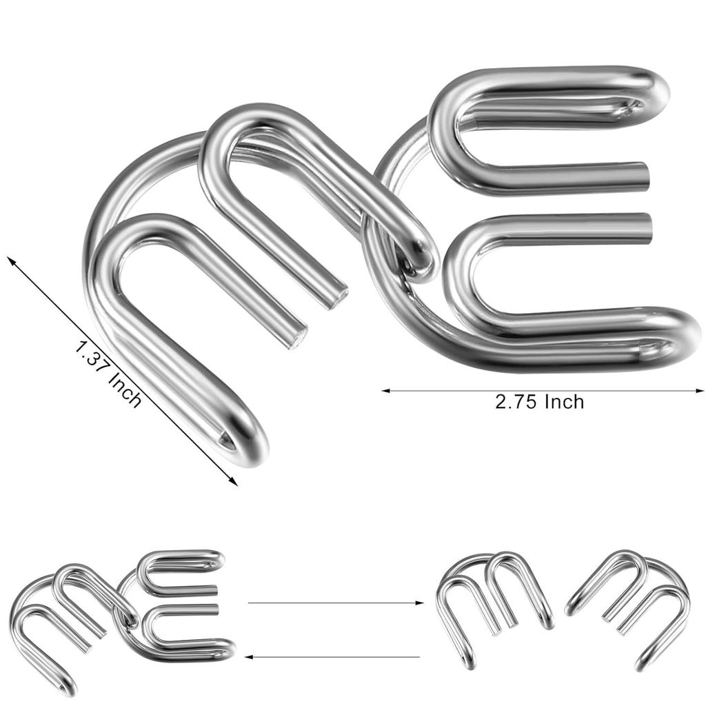 Juksun 32 Pack Metal Puzzles Set, Varying Difficulty, Smooth Surface, 18x13.5cm, Adult Brain Teaser Stress Relief Toys