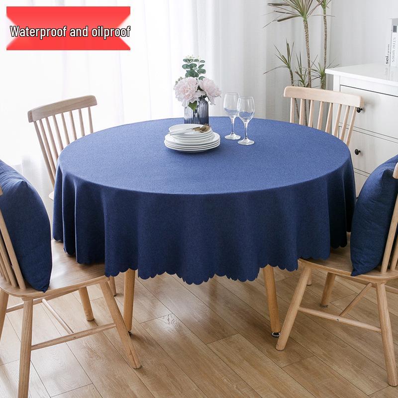 Waterproof Oil-Proof Solid Color Round Tablecloth for Dining, Hotel, and Home