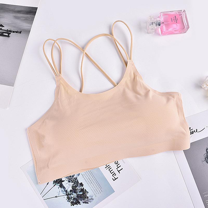 Anfen Miao Ice Silk Seamless Bandeau: Breathable, Anti-Exposure, Beautiful Crossed Back Top.