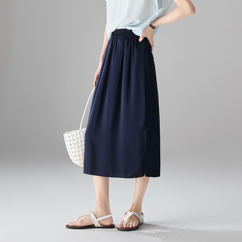 SOFSIL Women s High-Waist Silk Blend A-Line Skirt XXL