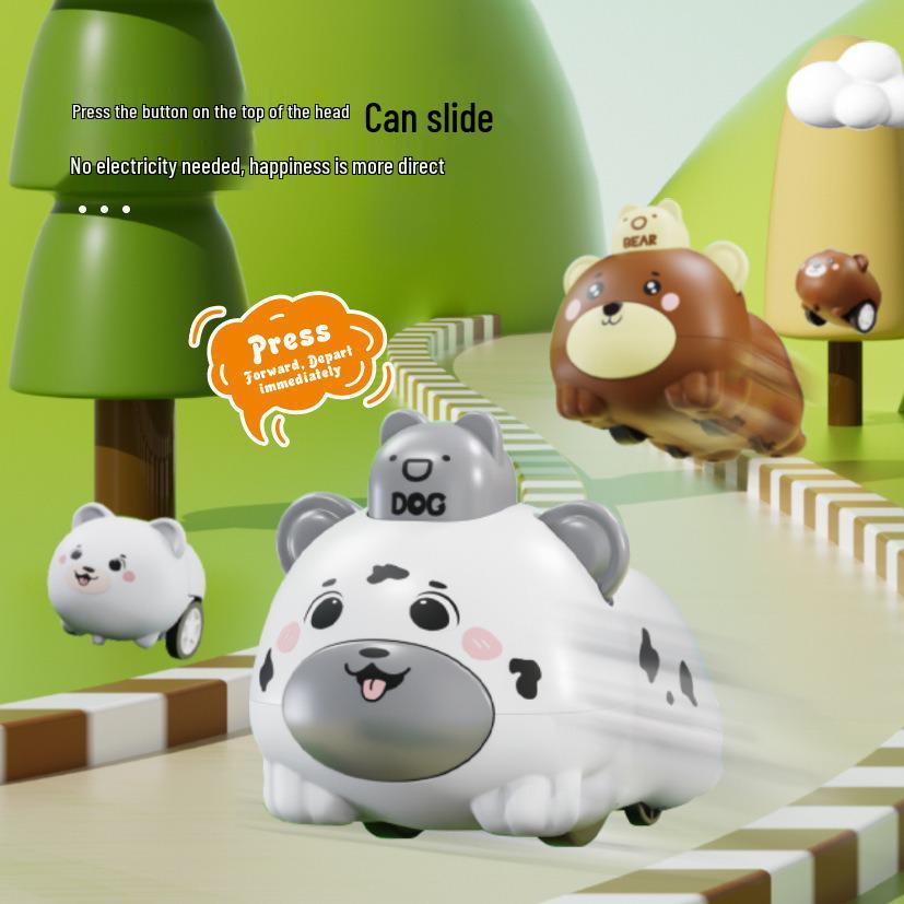 Cartoon Animal Pull-back Car Toy with Twist Egg Candy for Kids and Parents