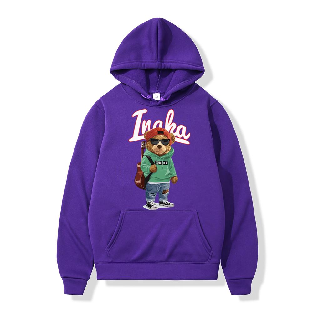 Herren Hoodies Hip Hop Inaka Power Toy Bear Print Fleece Hoody Sweatshirt Frauen Harajuku Pullover Streetwear Hoodie Unisex Kleidung