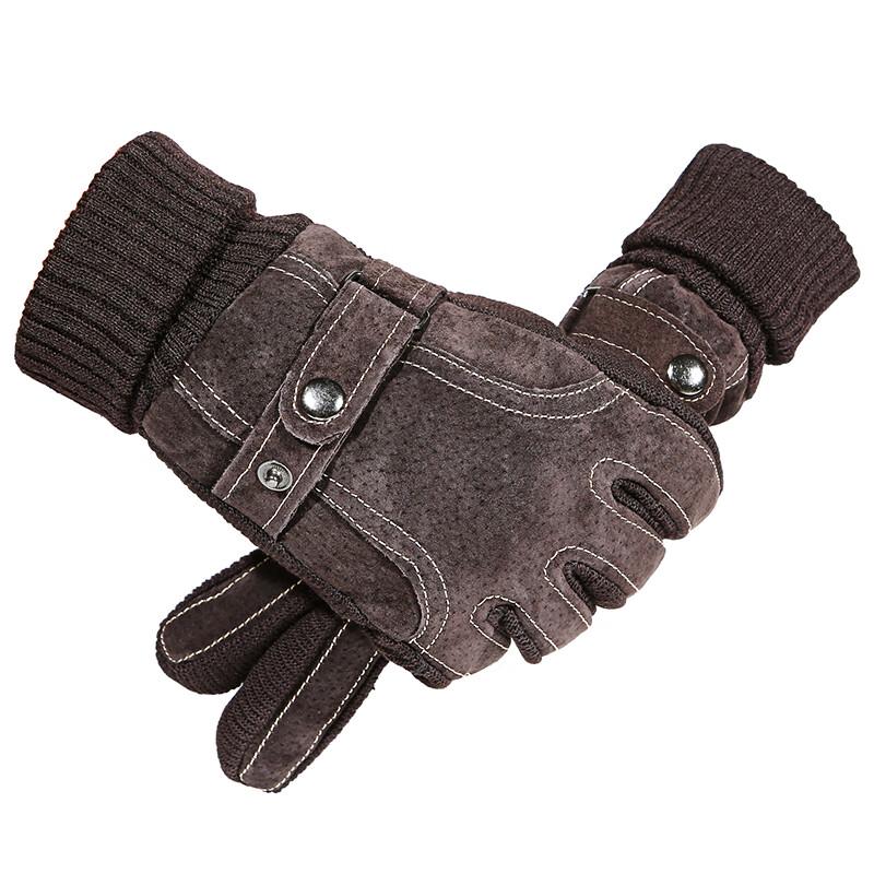 Gants chauds en cuir de porc pour homme automne/hiver