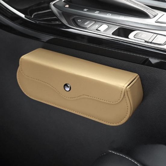 Car Storage Box with Magnetic Snap Closure Organizer Anti-Falling Hook And Loop Installation Container for Sun Visor or Seat Back