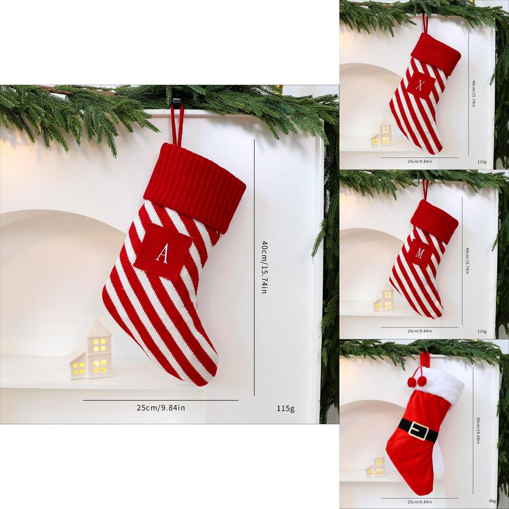 Christmas Letter Tree Ornament With Fabric Material And Red White Stripe Style For Xmas Decor