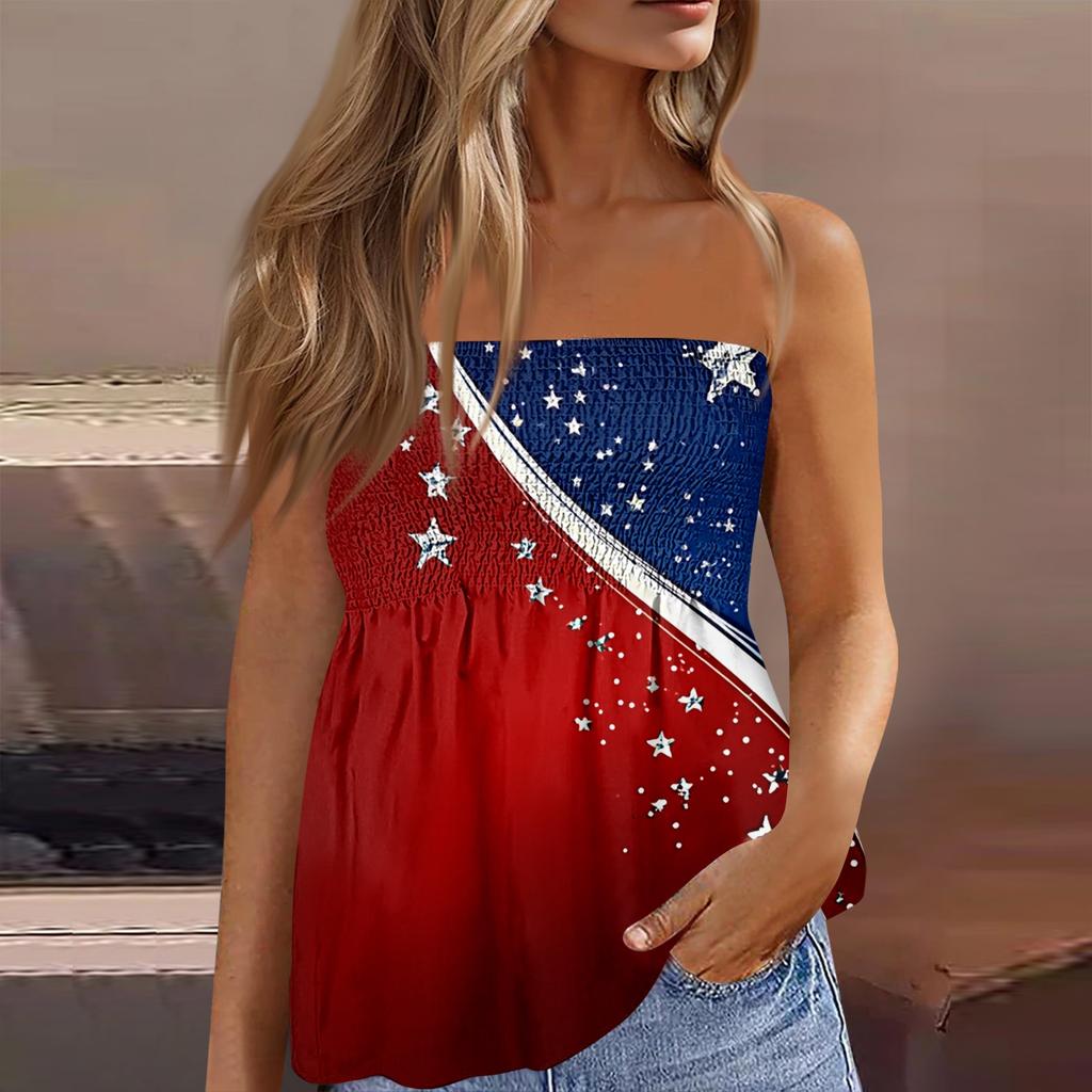 Sommer Schlauchtops für Damen, Niedliches Sexy Off-Shoulder Print Ärmelloses T-Shirt