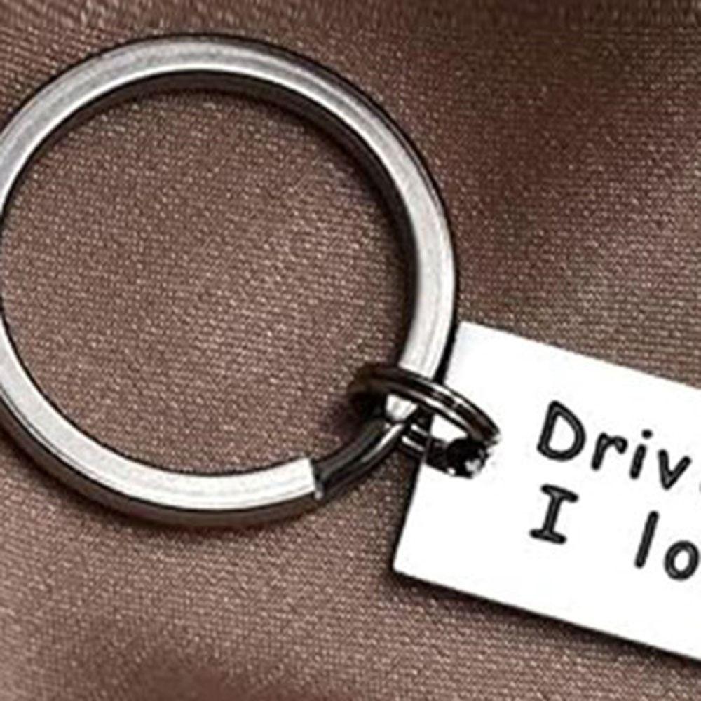 Stainless Steel Drive Safe Keychain Drive Safe Handsome, I Love You Letter Keychain  Lovers