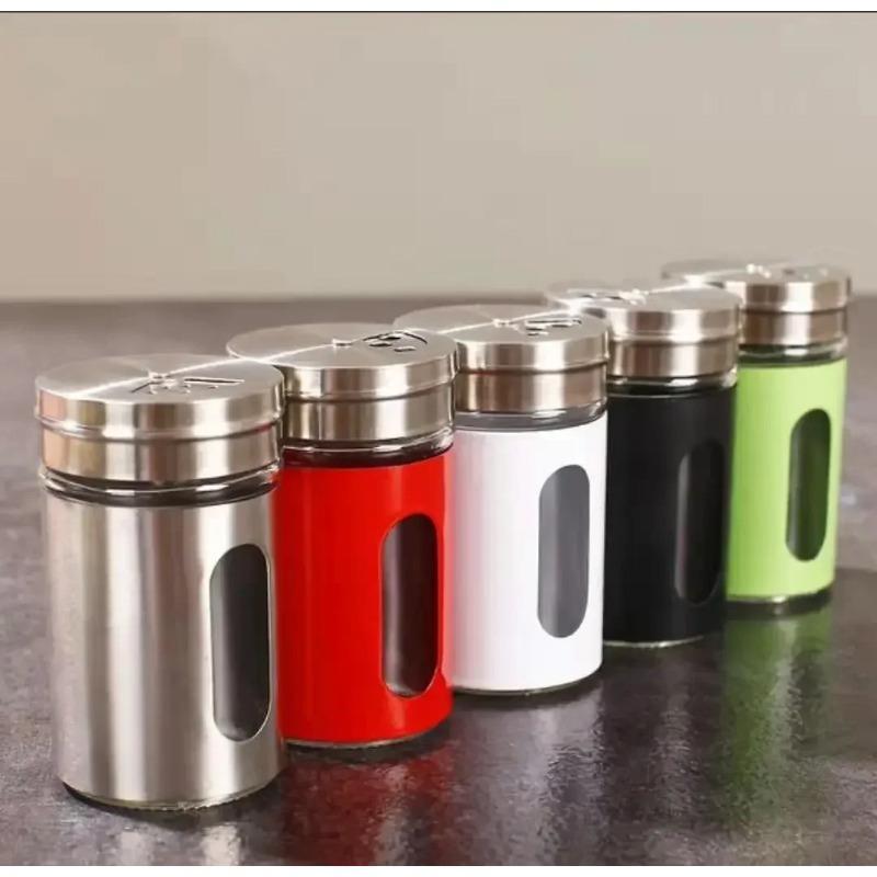 2PCS Stainless Steel Seasoning Bottle Peppercorn Seasoning Bottle Outdoor Barbecue Tools Porous Rotating Lid Seasoning Bottle