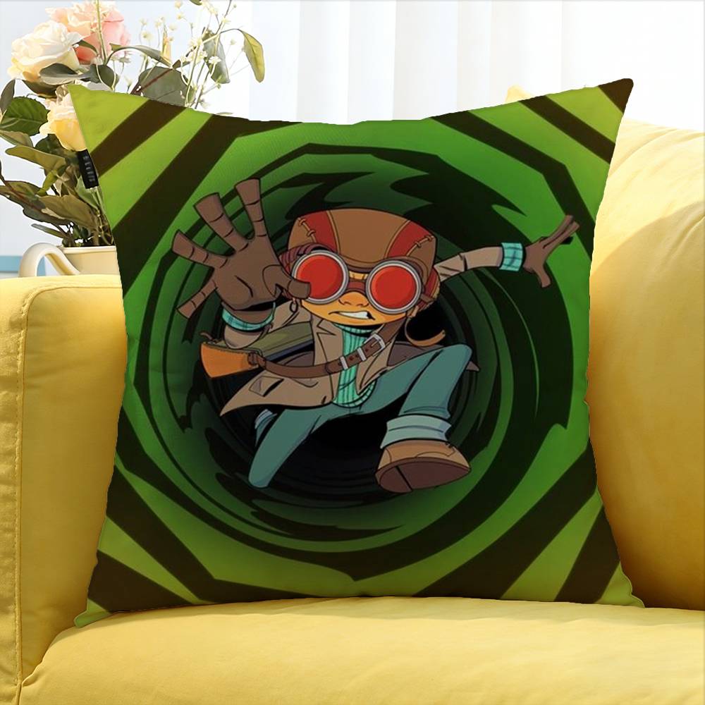 Retro Style Game Psychonauts Various Sizes Square Pillow Case For Car Home Bedchamber Decor