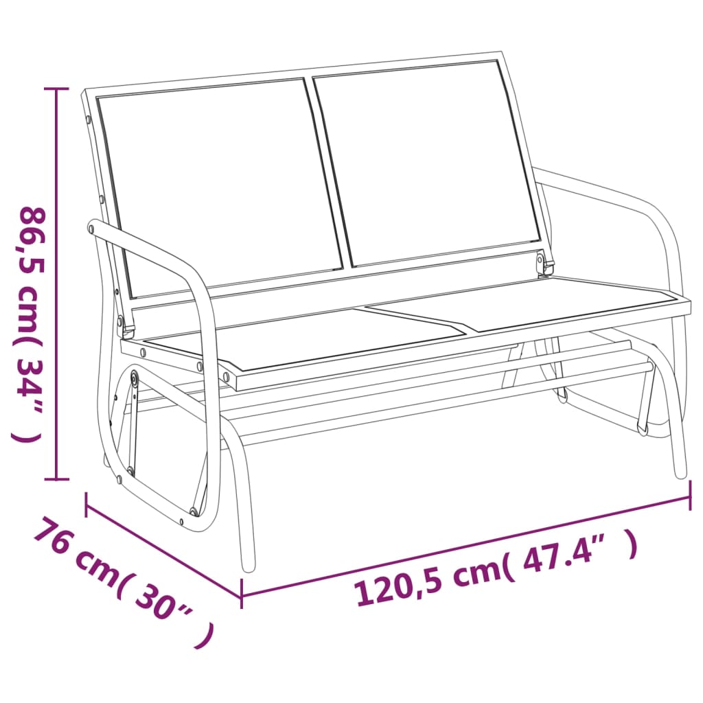Garden Swing Bench Black 120.5 x 76 x 86.5 cm Textilene & Steel